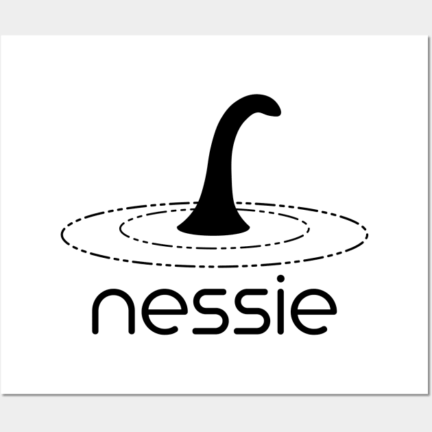 Simplified Nessie Loch Ness Monster (Black) Wall Art by inotyler